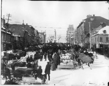 Market day, Jacques Cartier Square, Montreal, QC, about 1890