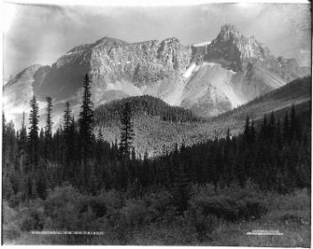 Cathedral Peak from Yoho Drive, Kicking Horse Valley, BC, 1909