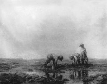 Clam diggers, painting by George Horne Russell, copied 1916