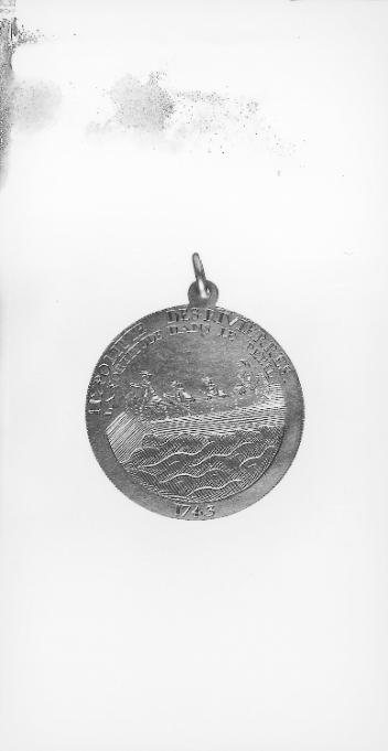 Hypolitte Desrivières' Beaver Club medal, 1785,  photographed for the Beaver Club in 1923