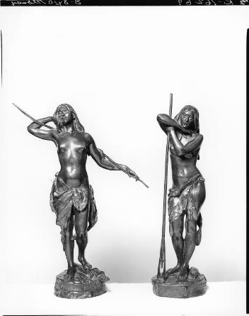 Sculptures of allegorical First Nations women, by Philippe Hébert, 1942