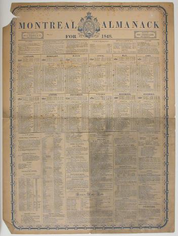 Almanach de Montréal pour l'année 1848