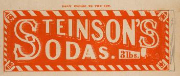 Commercial label of Steinson's Soda's