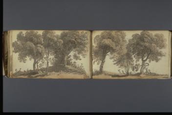 Trees with Two Figures to Right
