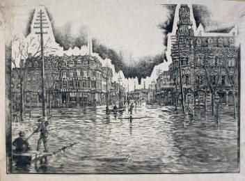Spring flood, Victoria Square, 1886