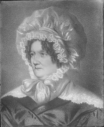 Femme, Elizabeth Barnard coiffée d'un bonnet, dessin, vers 1780, photographiée pour Charles F. Notman en 1925