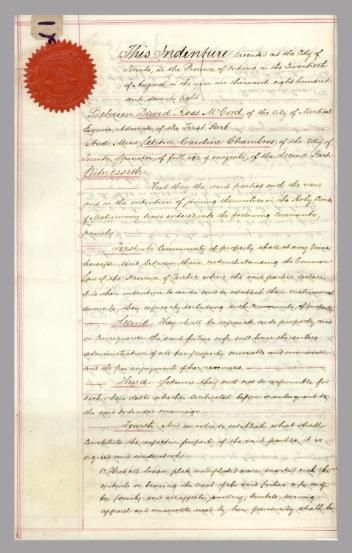 Acte de dépôt par maître David R. McCord d'un contrat de mariage entre Mlle Letitia C. Chambers et lui, le 24 janvier 1879