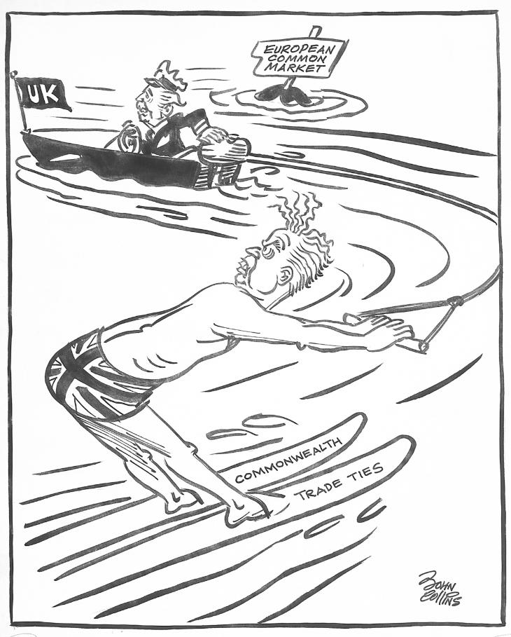 Cartoon - Water Skiing in the English Channel. | McCord Museum