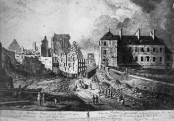 A View of the Bishop's House with the Ruins, Quebec, 1759, etching by Richard Short, copied 1863
